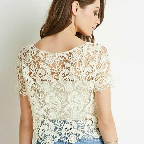 LOLA Crochet Crop Top 100% Cotton Size Small - Picture 3 of 8